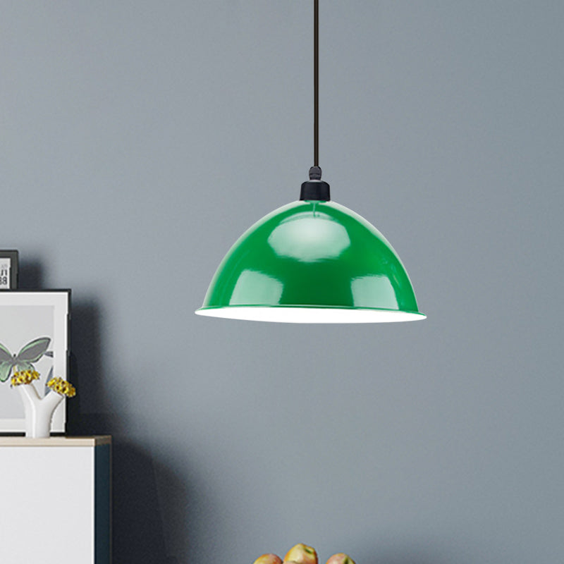 Metal Black/Gray Suspension Lamp Dome Shade 1 Bulb Industrial Style Pendant Light for Dining Room, 12"/14" W