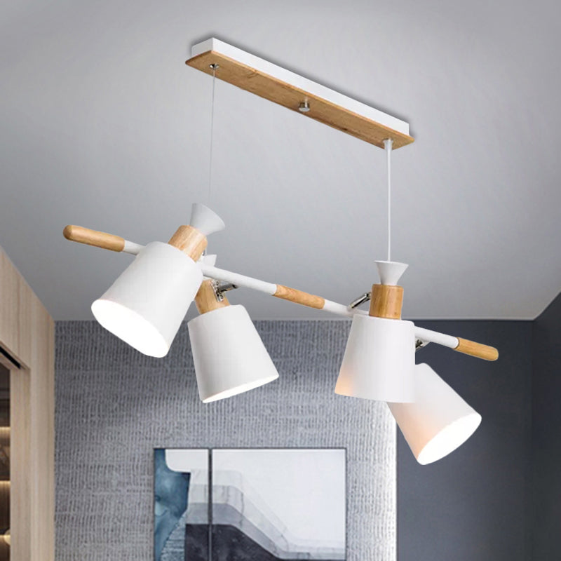 Nordic Green/Grey/White Island Light with Tapered Shade 4 Lights Metal Hanging Lamp for Kitchen Dining Room