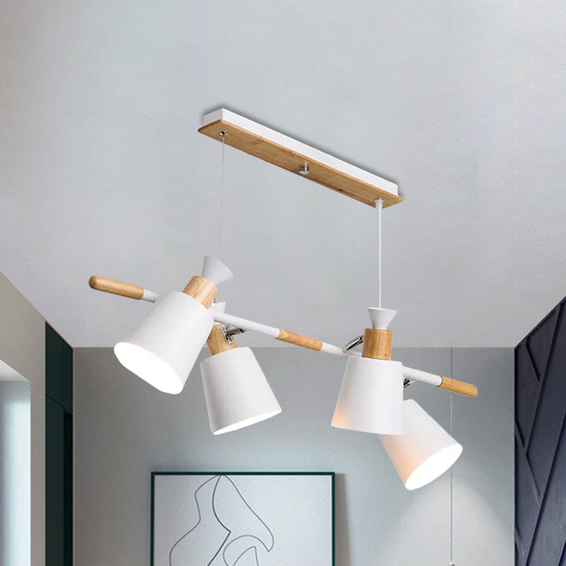 Nordic Green/Grey/White Island Light with Tapered Shade 4 Lights Metal Hanging Lamp for Kitchen Dining Room