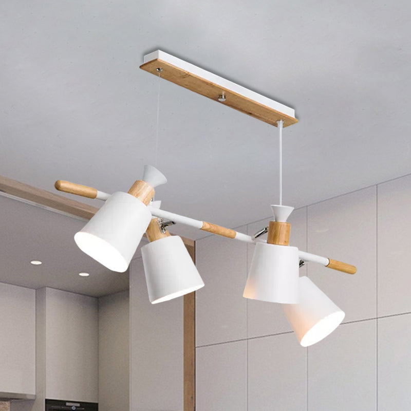 Nordic Green/Grey/White Island Light with Tapered Shade 4 Lights Metal Hanging Lamp for Kitchen Dining Room