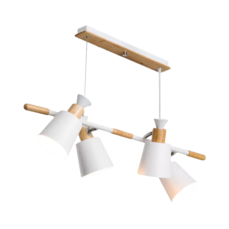 Nordic Green/Grey/White Island Light with Tapered Shade 4 Lights Metal Hanging Lamp for Kitchen Dining Room