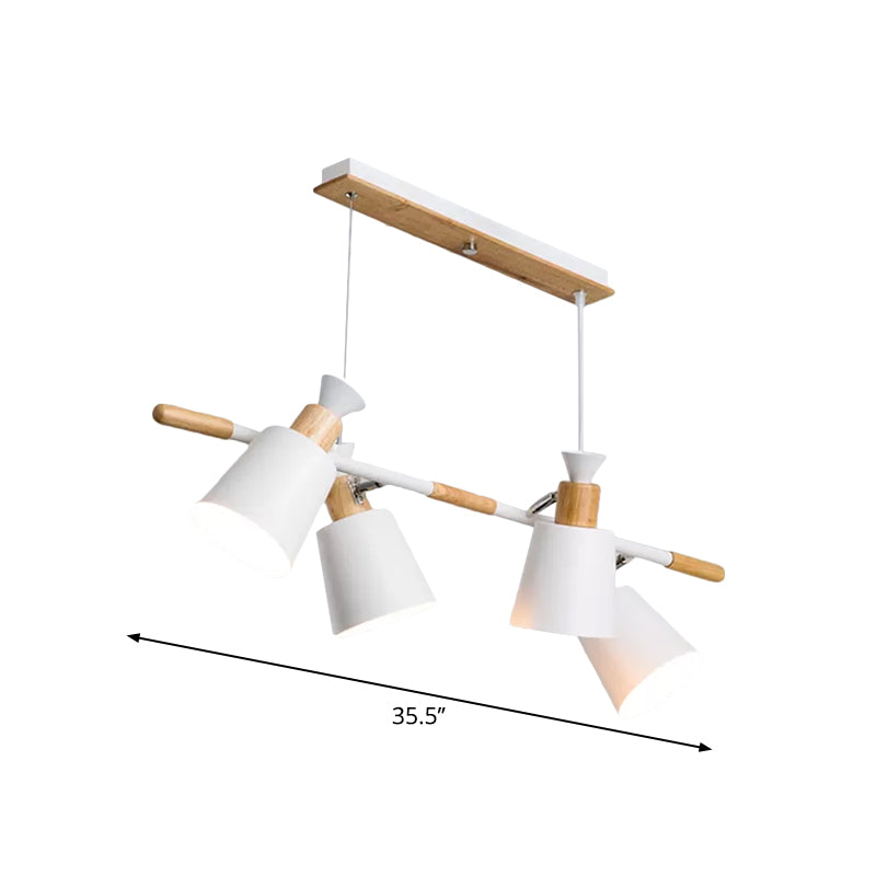 Nordic Green/Grey/White Island Light with Tapered Shade 4 Lights Metal Hanging Lamp for Kitchen Dining Room