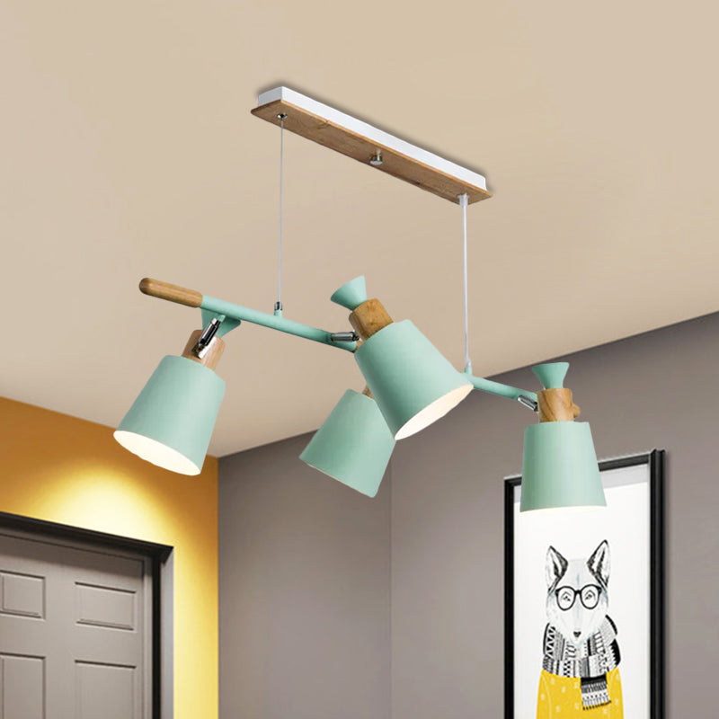 Nordic Green/Grey/White Island Light with Tapered Shade 4 Lights Metal Hanging Lamp for Kitchen Dining Room