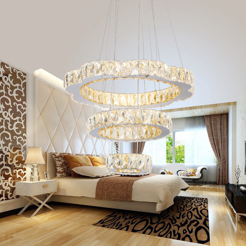 Crystal Block 3 Tiers Lamera lampadina Light Contemporary Gold Appedfiling Lampada in luce calda/bianca per l'isola della cucina