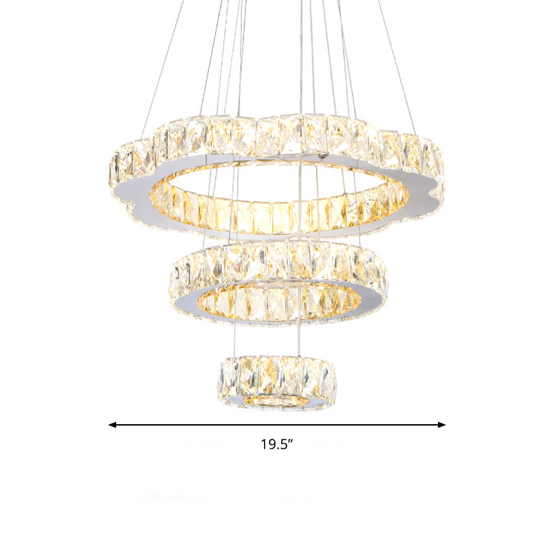 Crystal Block 3 Tiers Lamera lampadina Light Contemporary Gold Appedfiling Lampada in luce calda/bianca per l'isola della cucina