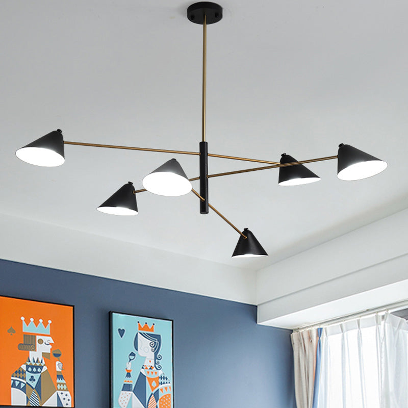 Cono nero ombra lampadina il lampadario 4/6/8 luci lampada sospesa in metallo contemporaneo per salotto