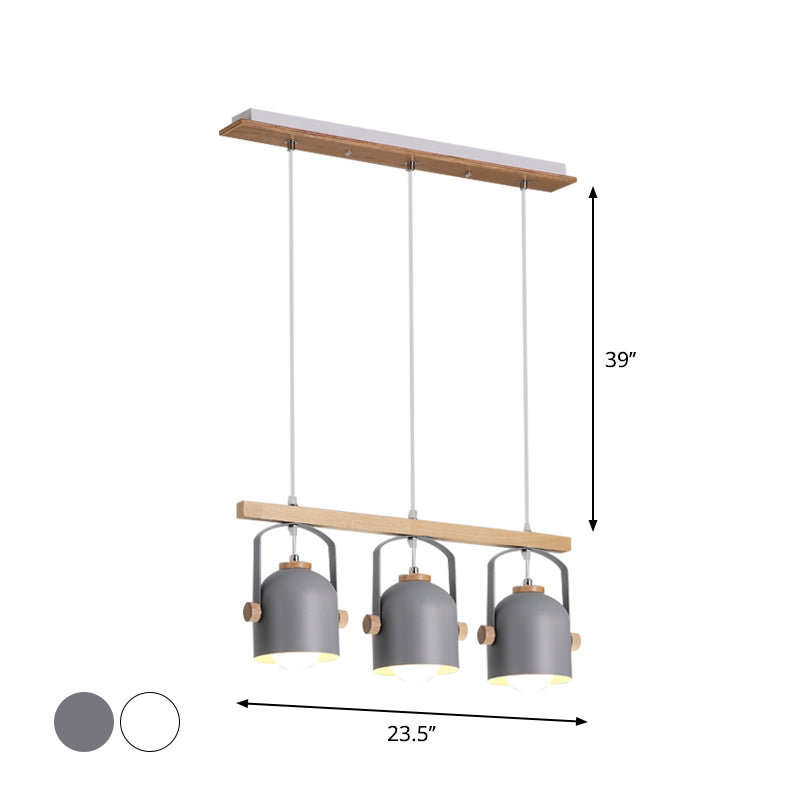 Lampadario lineare a cupola bianca/grigia a cupola 3/4 teste di metallo nordico luce sul tavolo da pranzo