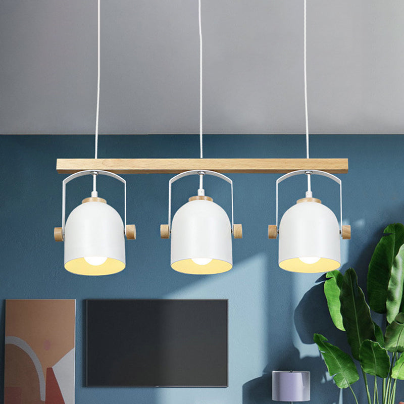 Lampadario lineare a cupola bianca/grigia a cupola 3/4 teste di metallo nordico luce sul tavolo da pranzo