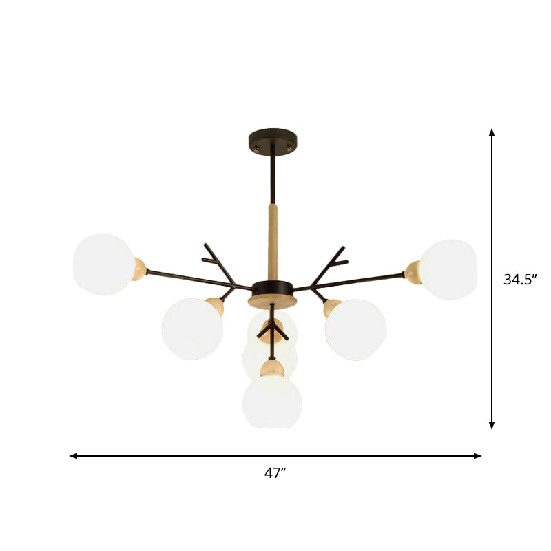 Opal Glass Shade Branch Chandelier 7/13 Lights Contemporary Ceiling Pendant for Restaurant