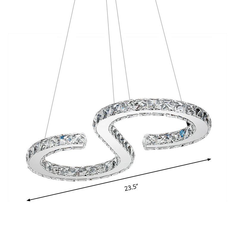 Lámpara de araña en forma de S de estilo moderno de cristal LED colgante de LED en luz cálida/blanca para la cocina