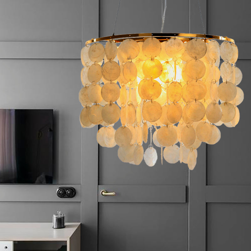 15 "/19.5" /27.5 "dia gelaagde kroonluchter hanglamp moderne schaal 4 lichten witte hangende hanglamp