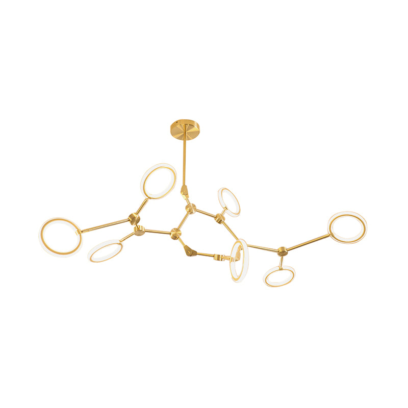 Branch Acrylic Hanging Lamp Modern 5/6/7-Light Gold Chandelier Pendant in White/Warm Light