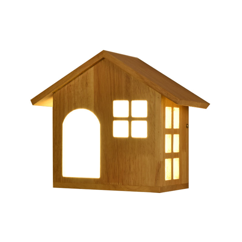 Wood House Wall Light Stair Living Room Contemporary Sconce Lamp in Beige