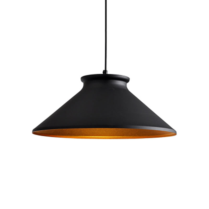 Lucina colgante cónica en negro/negro Costeo de techo de metal moderno para comedor para comedor