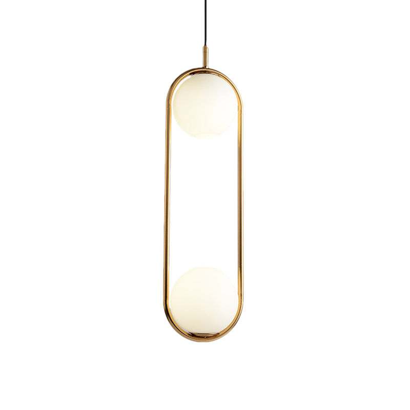 Globe Anhänger Beleuchtung modernes weißes Glas 1/2 Lichter Schwarz/Gold Hanging Deckenlampe für Schlafzimmer