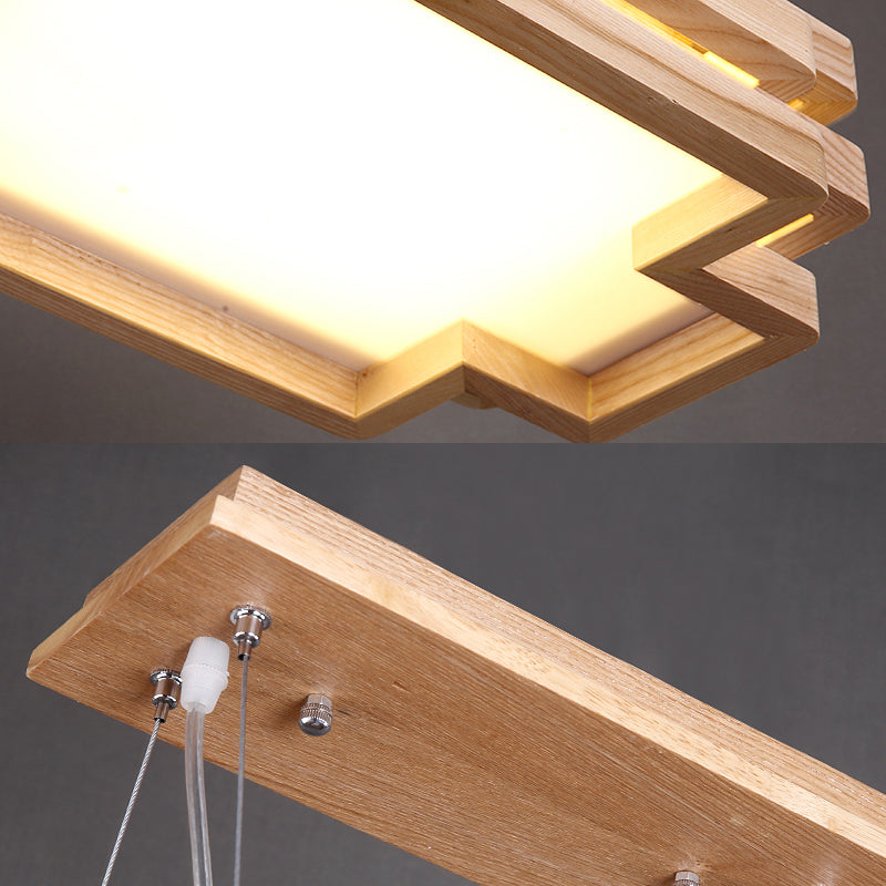 Rectángulo de 5 niveles Wood Light Wood Nordic LED LED LED en beige para la estación de té