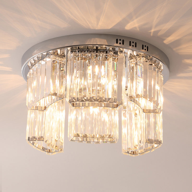 18 "/23.5" W Jagged Block Flush Mount Lamp eigentijds 6/9-Licht helder kristallen slaapkamer plafondlicht