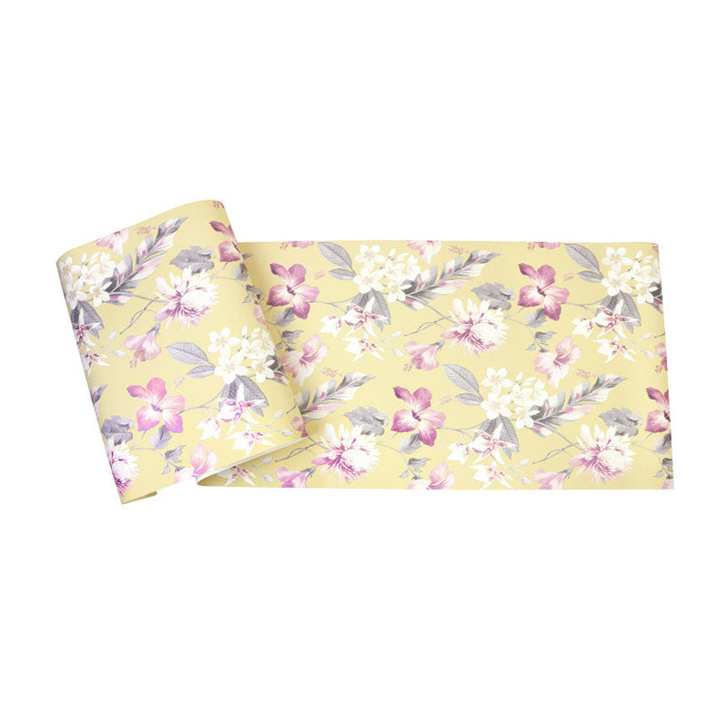 Natural Color Farmhouse Wallpaper 33' x 20.5" Blossoms and Leaf Wall Covering for Bedroom