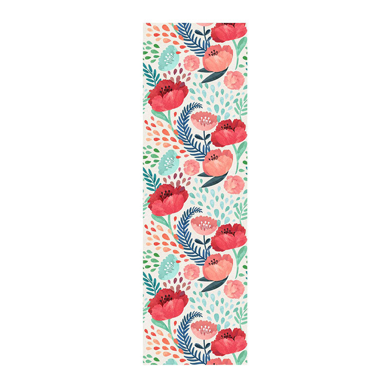 Watercolors of Flower Wallpaper Roll for Accent Wall in Green and Red, Easy to Remove, 29.1 sq ft.