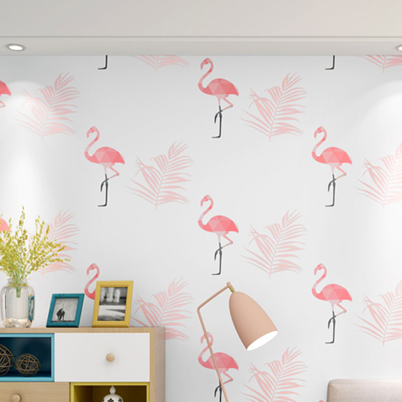 Decorative Flamingo Wallpaper Non-Woven Fabric Modernism Wall Covering for Children's Bedroom