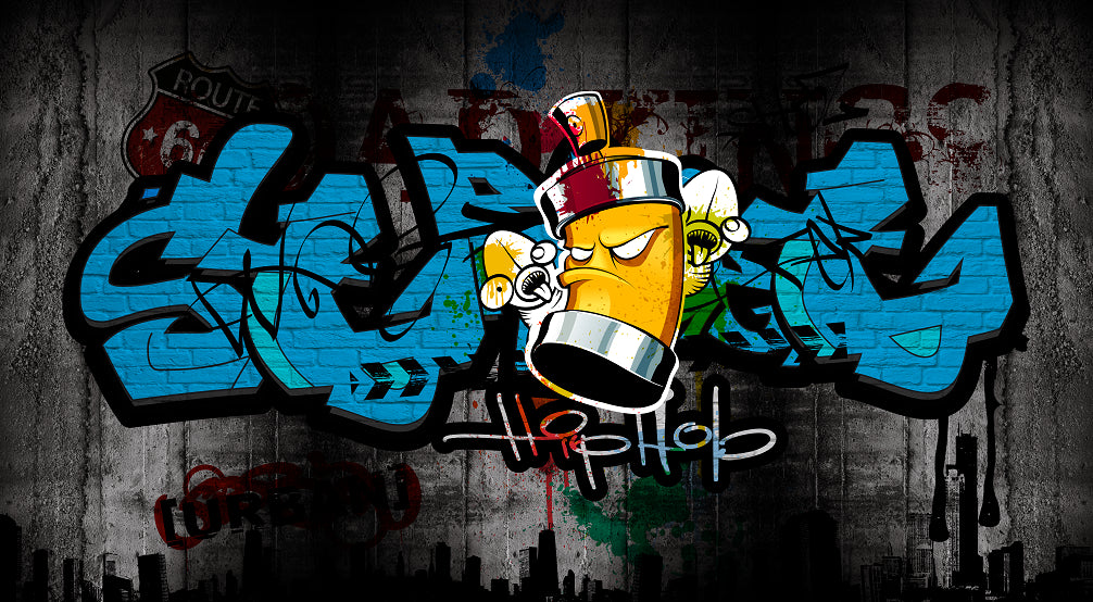 Cartoon Print Mural Decal Graffiti Non-Woven Fabric Textured Wall Covering in Soft Color