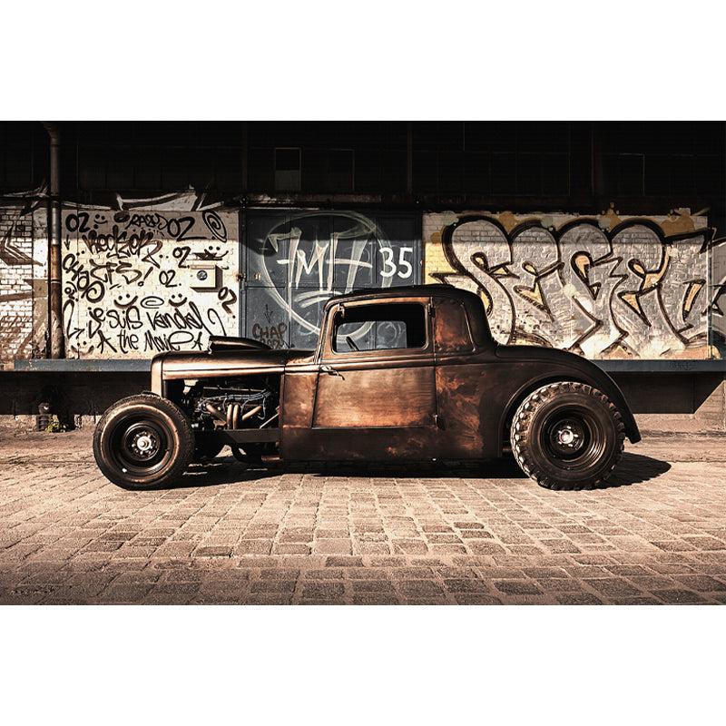 Cartoon Print Mural Decal Graffiti Non-Woven Fabric Textured Wall Covering in Soft Color