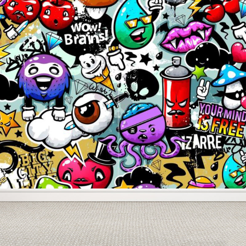 Autocollant Mural Graffiti moderne, couleur claire, décoration murale anti-taches pour salle de bain
