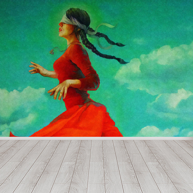 Magical Figure Mural Wallpaper Pastel Color Classic Wall Covering for Drawing Room