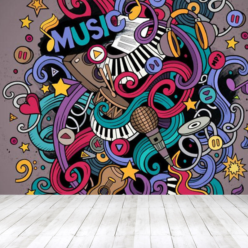 Stain Resistant Novel Pattern Mural Decal Non-Woven Modern Wall Decor for Sitting Room