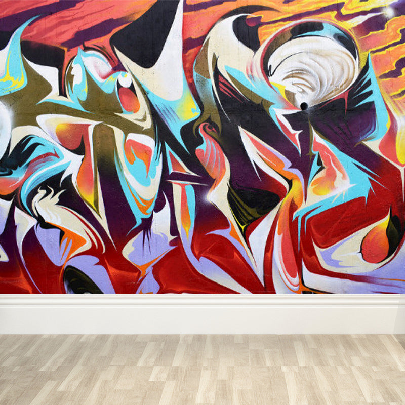 Peinture murale graphique aux couleurs douces, résistante aux taches, décoration murale contemporaine pour salon