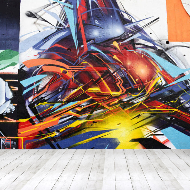 Peinture murale graphique aux couleurs douces, résistante aux taches, décoration murale contemporaine pour salon