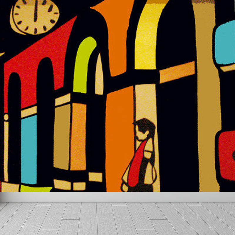 Full Size Illustration Modern Mural Wallpaper with Fashionable Graphic in Light Color