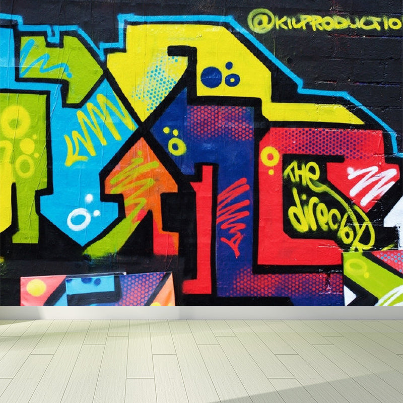 Art mural non tissé de couleur claire de graffiti extra large pour la décoration intérieure, personnalisé