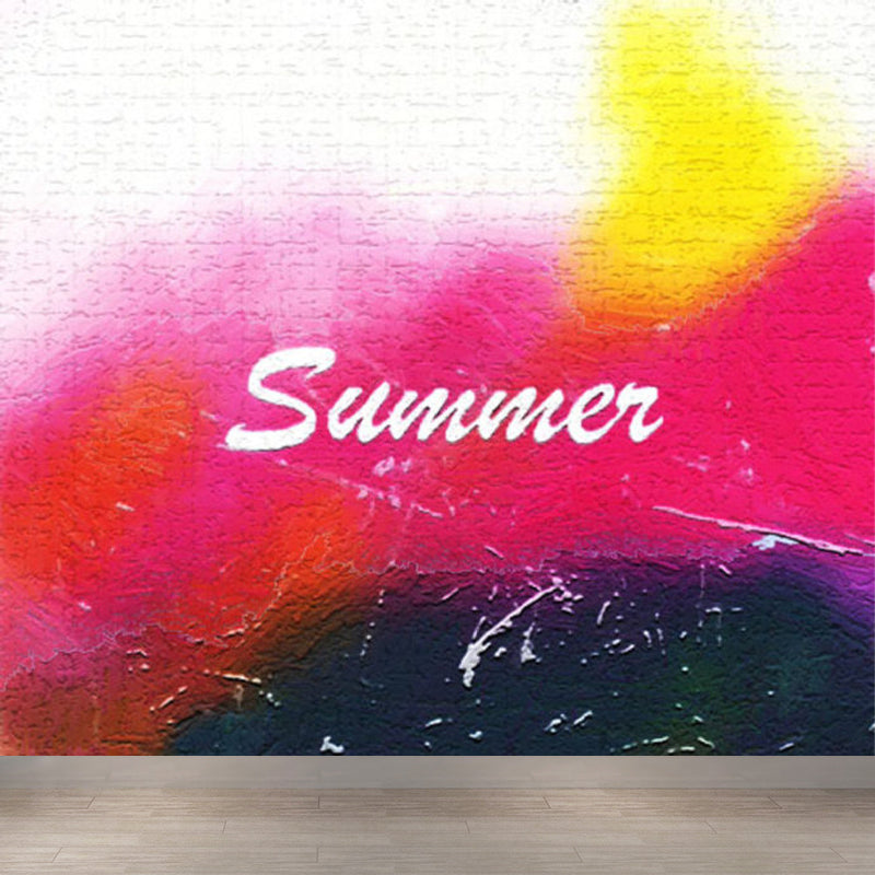 Huge Fashion Graffiti Mural Decal Bedroom Abstract Wall Decor in Pastel Color, Stain Resistant