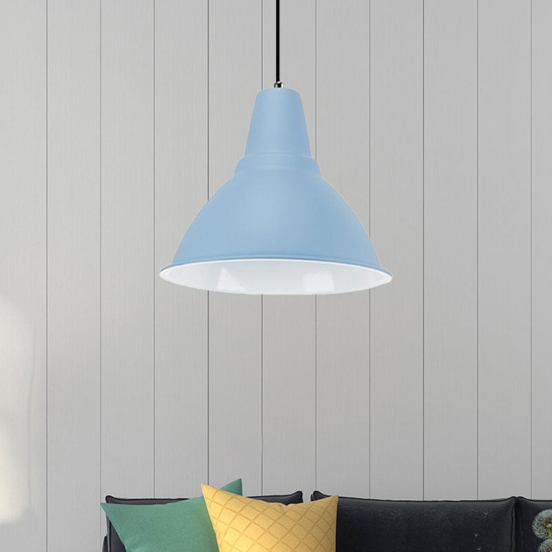 Dome Shade Metal Ceiling Fixture Industrial Stylish 1 Bulb Dining Room Hanging Light Fixture in Red/Yellow