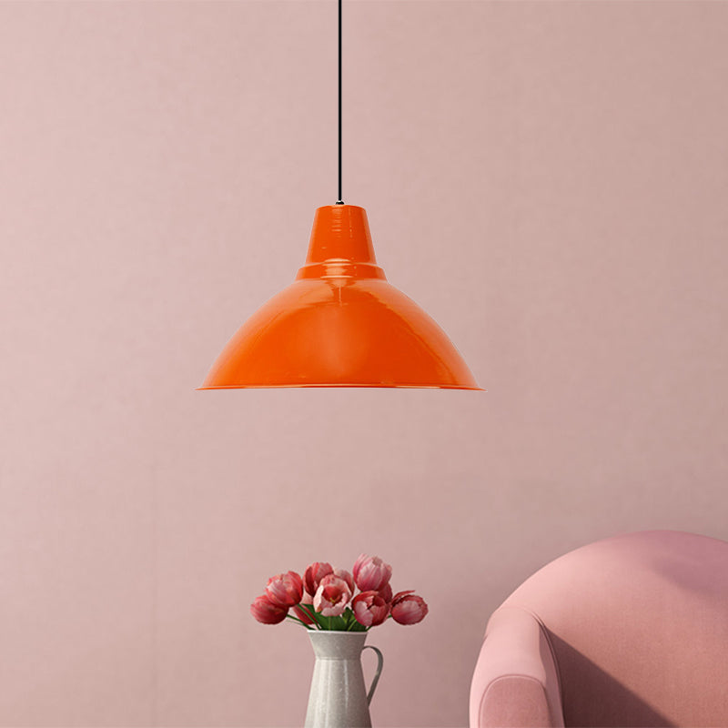 Bowl Shade Coffee Shop Ceiling Lamp Industrial Industrial Metal 1 Light Red/Yellow Pendant Lamp