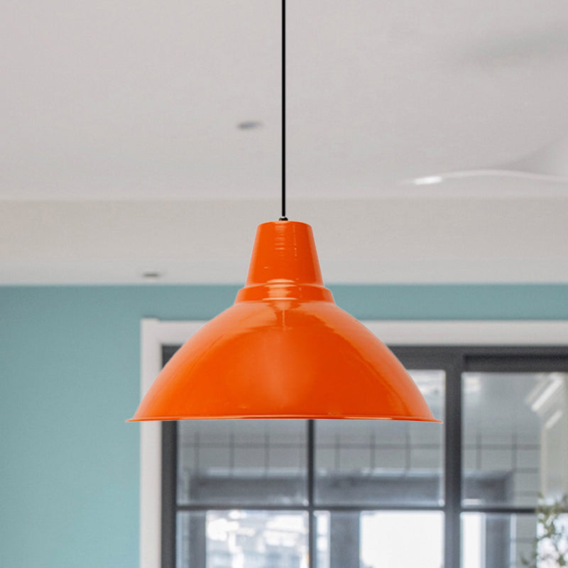 Bowl Shade Coffee Shop Ceiling Lamp Industrial Industrial Metal 1 Light Red/Yellow Pendant Lamp