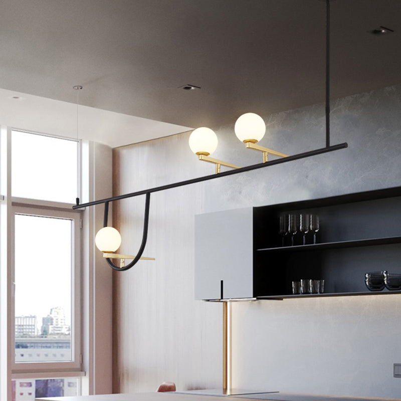 Comedor sombra de globo lámpara metal triple luz post moderna isla negra luz