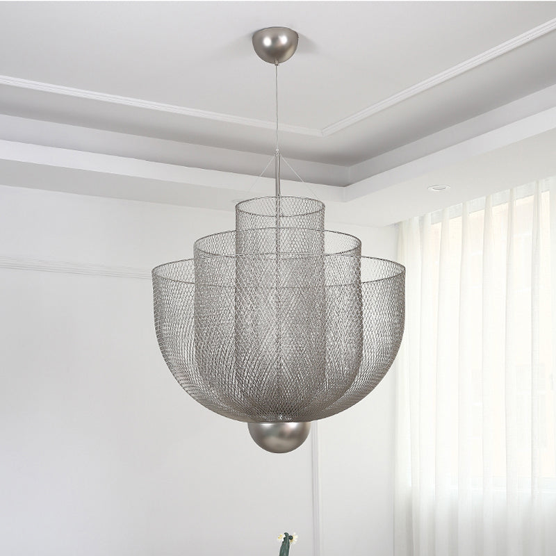 Draadmesh Bowl Kroonluchter Licht LED Post Modern hangend licht licht in goud/zilver