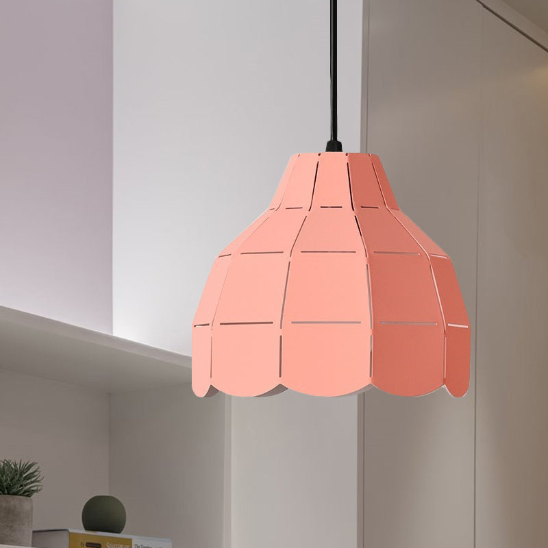 Luz colgante de cúpula de chuleta Macaron metálico 1 Rosa claro/amarillo/Blue Light para sala de estar