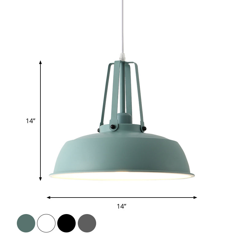 14"/18" Dia Drum Hanging Light Kit Minimalist Metal 1 Light Black/White/Grey Hanging Pendant Lamp