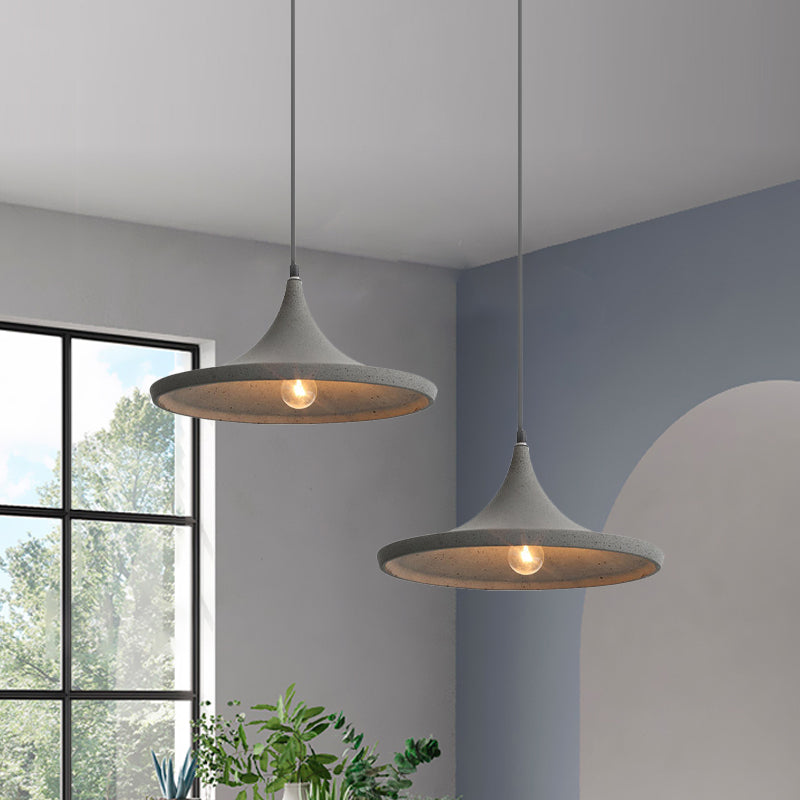 Cone Shade Pendant Lighting in Nordic Style Cement 1 Light Grey Hanging Ceiling Light