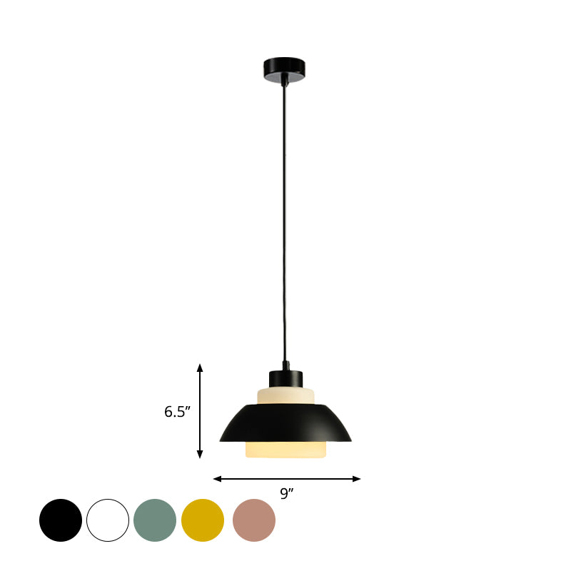Black/White Flared Shade Hanging Lamp Macaron Stylish 1 Light Metallic Pendant Lighting for Dining Room