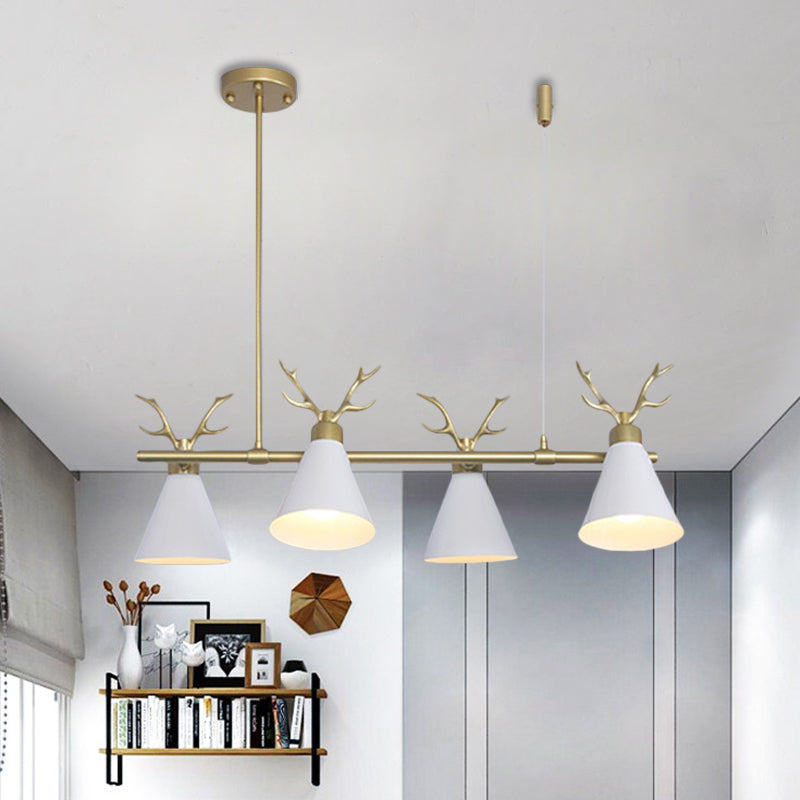 Restaurant Antler Design Island Lighting Metal Triple Light Nordic Black/Gray/White Chandelier