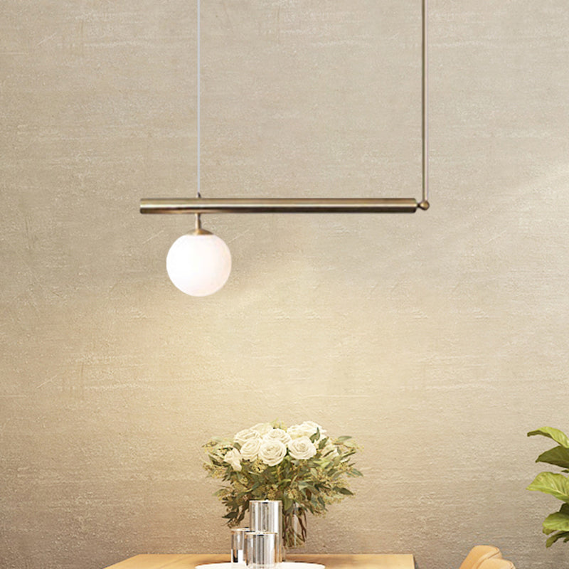 Post Modern Bubble Shade Linear Chandelier Glass Shade Gold Finish Hanging Lamp for Dining Room