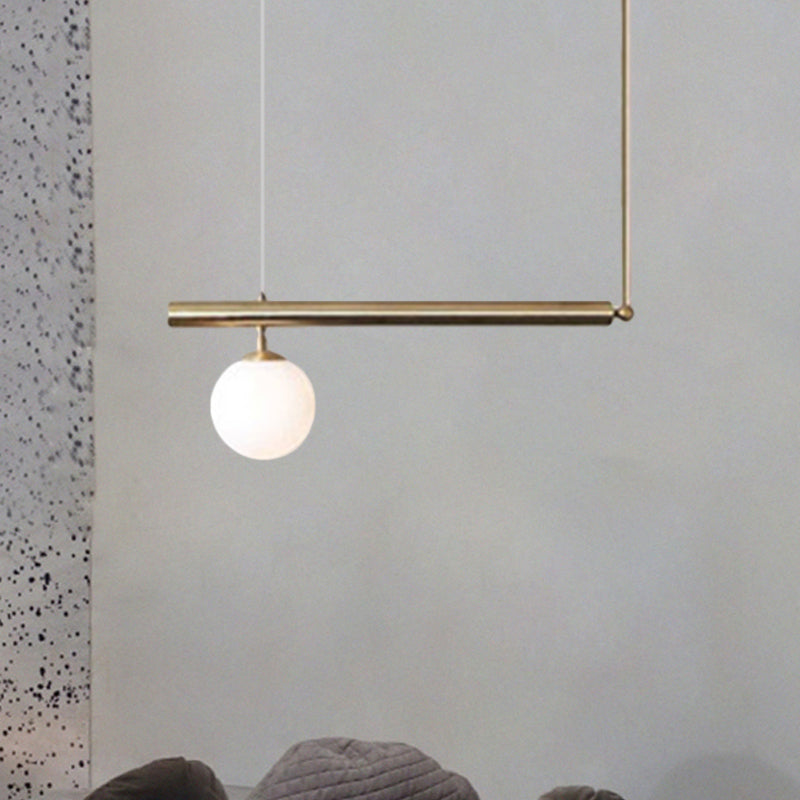 Post Modern Bubble Shade Linear Chandelier Glass Shade Gold Finish Hanging Lamp for Dining Room