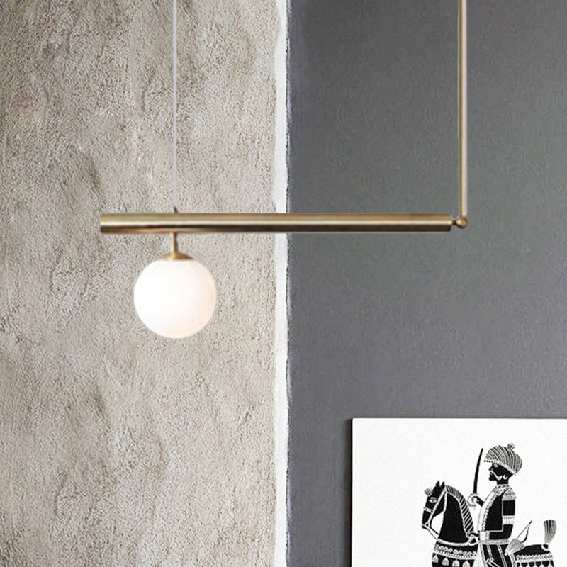 Post Modern Bubble Shade Linear Chandelier Glass Shade Gold Finish Hanging Lamp for Dining Room
