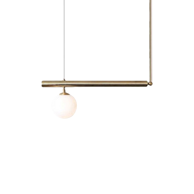 Post Modern Bubble Shade Linear Chandelier Glass Shade Gold Finish Hanging Lamp for Dining Room