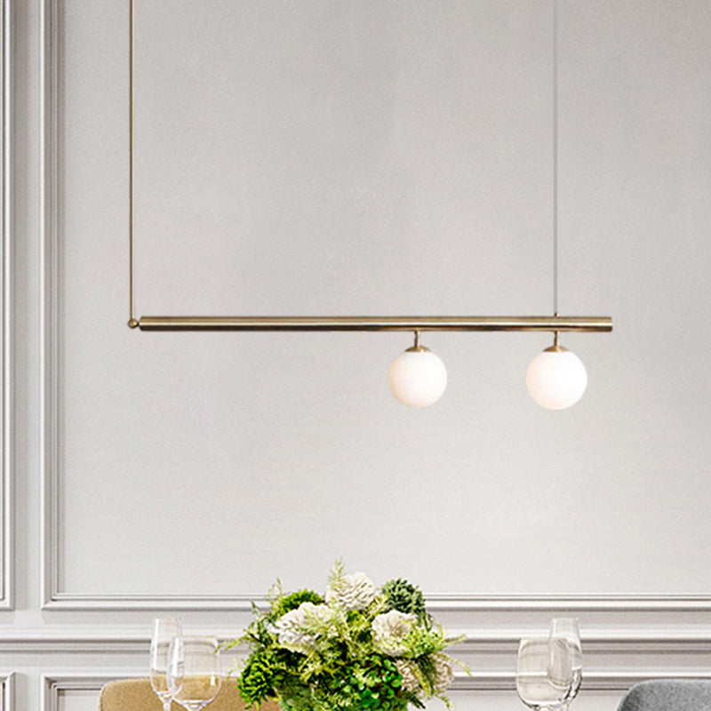 Post Modern Bubble Shade Linear Chandelier Glass Shade Gold Finish Hanging Lamp for Dining Room