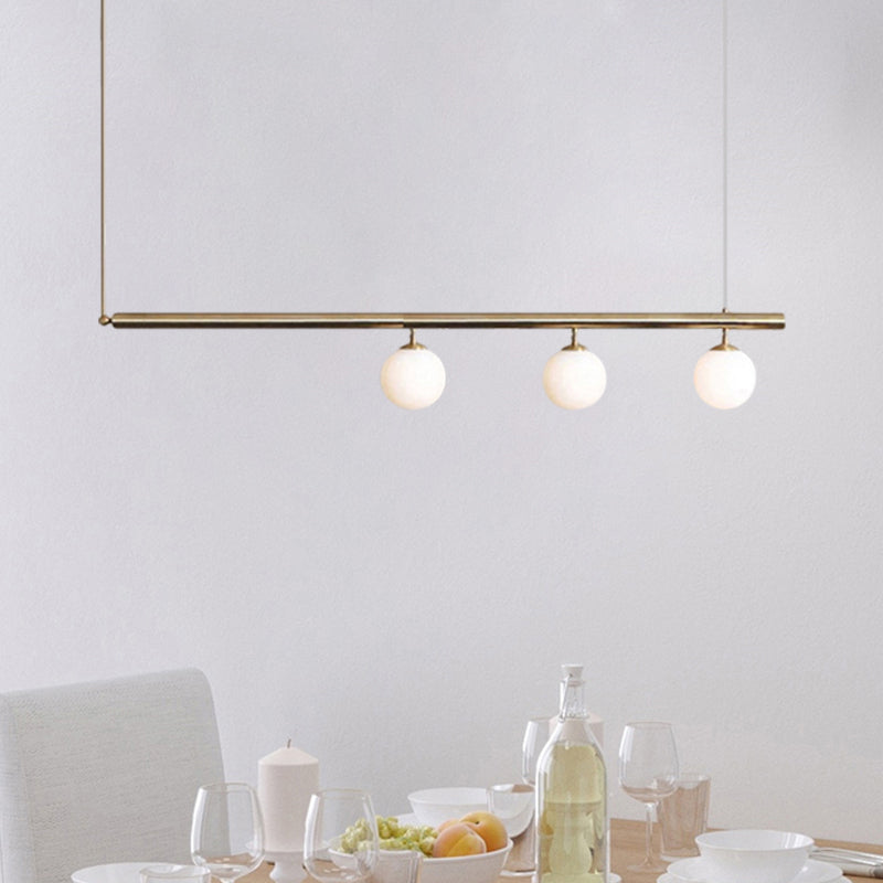 Post Modern Bubble Shade Linear Chandelier Glass Shade Gold Finish Hanging Lamp for Dining Room